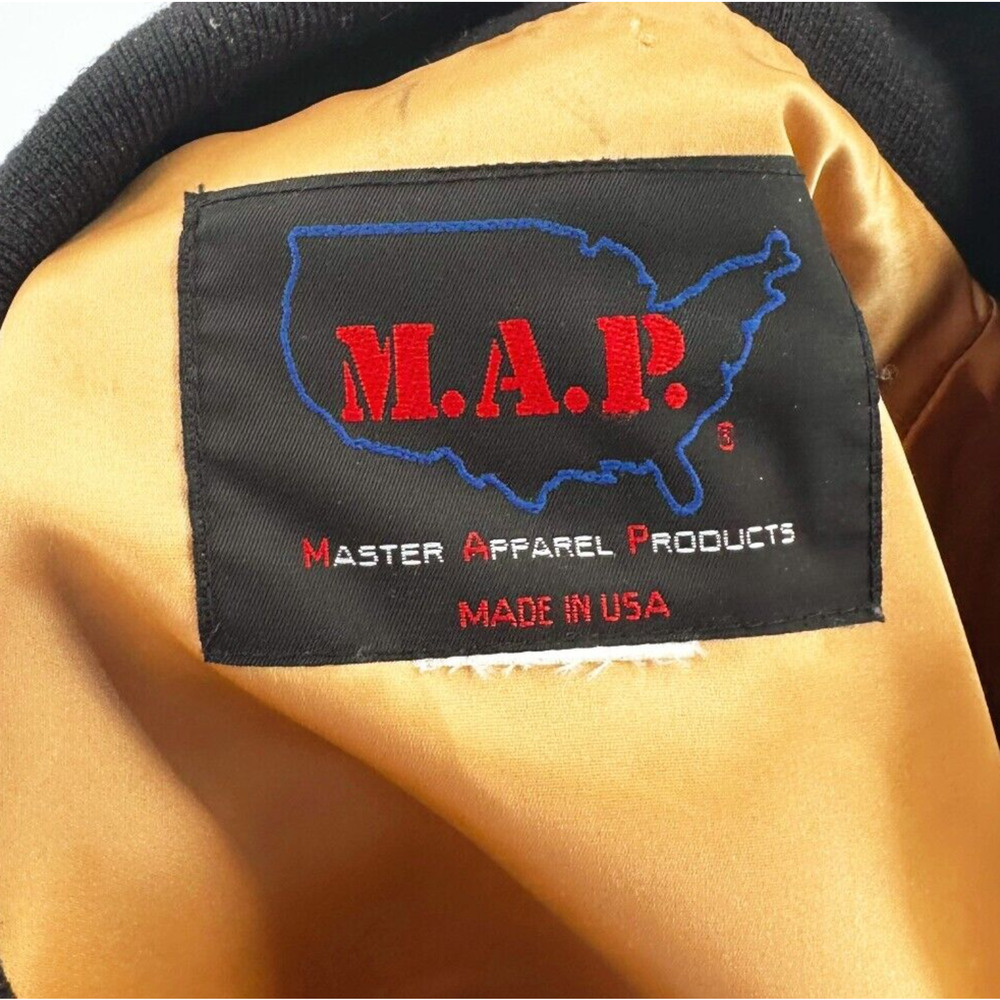 VTG M.A.P 80s Satin Bomber Luxor Las Vegas XL Jacket Zip Made In USA Embroidered - Picture 5 of 7